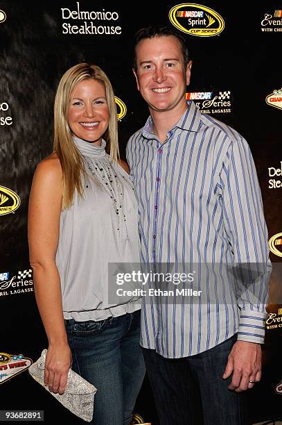 Driver Kurt Busch and wife Eva attend a NASCAR Evening with Emeril Lagasse at Delmonico Steakhouse in the Venetian Resort Hotel & Casino during day...