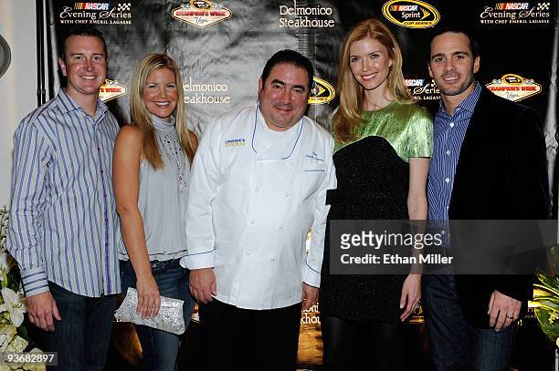 Driver Kurt Busch, wife Eva Busch, chef Emeril Lagasse, Chandra Johnson and four-time NASCAR series champion Jimmie Johnson attend a NASCAR Evening...