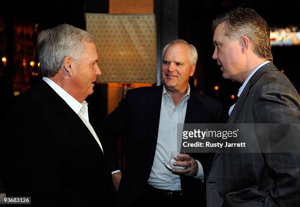 Of Lowe's Robert Niblock , NASCAR Chairman and CEO Brian France and team owner Rick Hendrick attend the NASCAR Champion's Dinner at DB Brasserie...