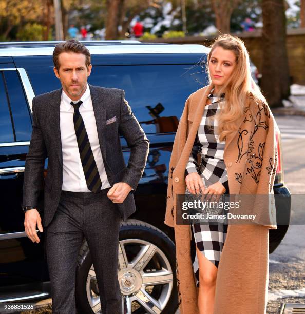 Ryan Reynolds and Blake Lively arrive to the 'Final Portrait' New York screening at Guggenheim Museum on March 22, 2018 in New York City.