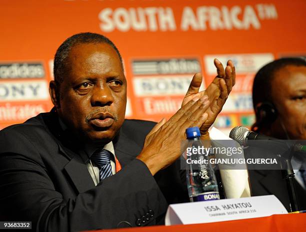 Issa Hayatou , a member of the local organising committee for the World Cup in Cape Town announces the seeded teams on December 2, 2009. The...