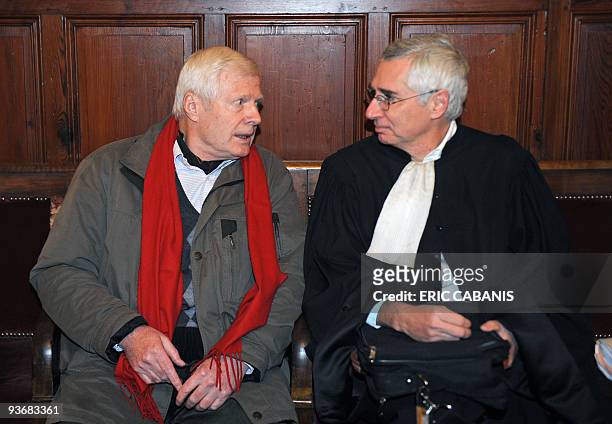 Andre Bamberski , father of Kalinka Bamberski, who died mysteriously in 1982, speaks with his lawyer Laurent de Caunes, on December 3, 2009 at...