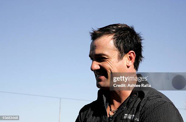 Singer Shannon Noll greets his fans following a performance at Broken Hill Train Station as part of the Indian Pacific Outback Christmas Journey on...