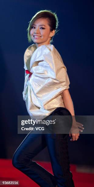 Chinese singer Zhang Liangying arrives at the red carpet of the 2009 MTV Style Gala at Shanghai Grand Theater on December 2, 2009 in Shanghai, China.