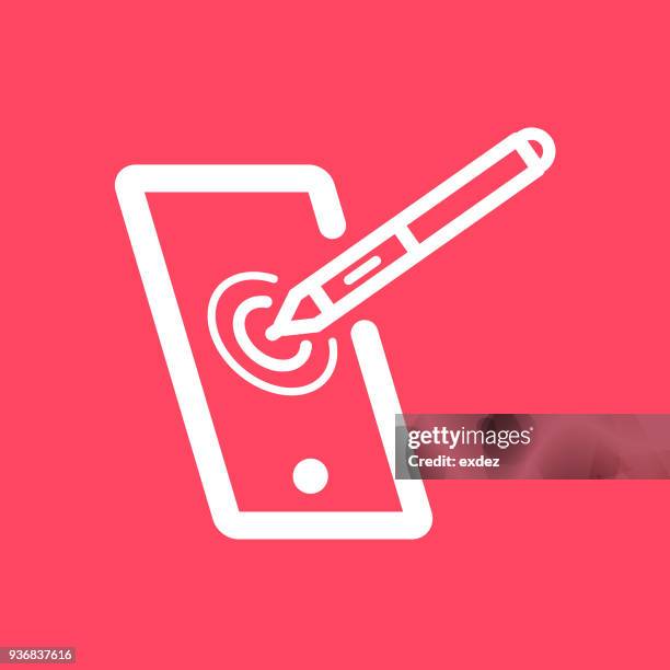 smart phone icon - digitized pen stock illustrations