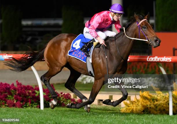 Mark Zahra riding Spanish Reef wins Race 6 , Sunline Stakes during Melbourne Racing at Moonee Valley Racecourse on March 23, 2018 in Melbourne,...