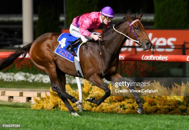 Mark Zahra riding Spanish Reef wins Race 6 , Sunline Stakes during Melbourne Racing at Moonee Valley Racecourse on March 23, 2018 in Melbourne,...