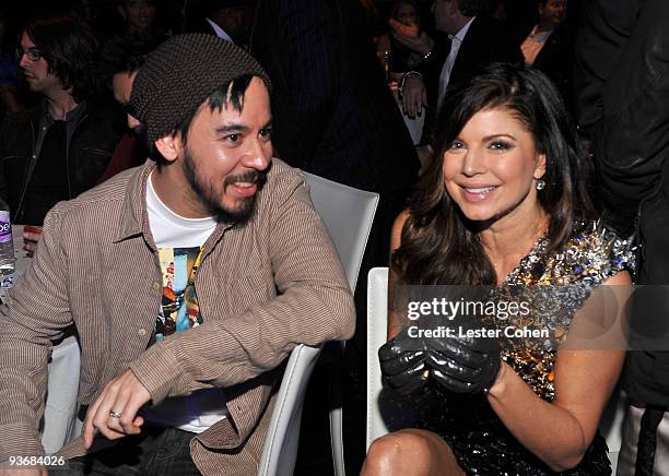 Musician Mike Shinoda of Linkin Park and singer Fergie of the Black Eyes Peas attend The GRAMMY Nominations Concert Live! at Club Nokia on December...