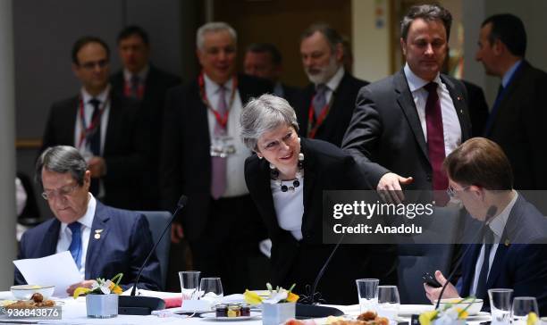 British Prime Minister Theresa May attends the EU Leaders' Summit in Brussels, Belgium on March 23, 2018.