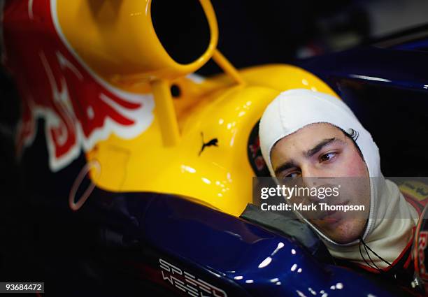 Daniel Ricciardo of Australia and Red Bull Racing in his car during the Formula one young drivers test at the Circuio De Jerez on December 3, 2009 in...