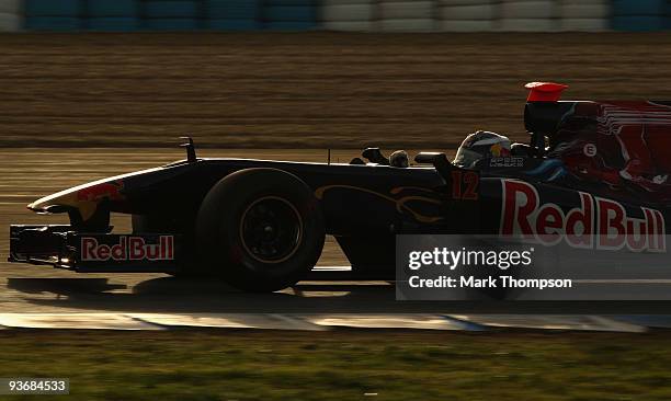 Mirko Bortolotti of Italy and team Toro Rosso in action during the Formula one young drivers test at the Circuio De Jerez on December 3, 2009 in...