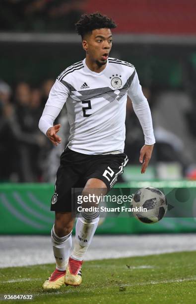 Benjamin Henrichs of Germany U21 in action during the 2019 UEFA Under 21 qualification match between U21 Germany and U19 Israel at Eintracht Stadion...
