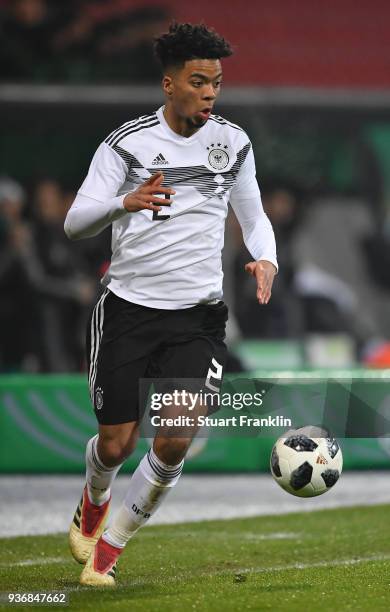 Benjamin Henrichs of Germany U21 in action during the 2019 UEFA Under 21 qualification match between U21 Germany and U19 Israel at Eintracht Stadion...