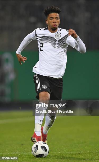 Benjamin Henrichs of Germany U21 in action during the 2019 UEFA Under 21 qualification match between U21 Germany and U19 Israel at Eintracht Stadion...