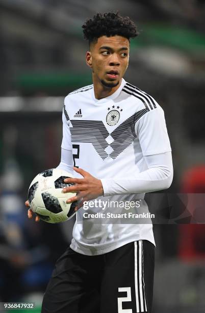 Benjamin Henrichs of Germany U21 in action during the 2019 UEFA Under 21 qualification match between U21 Germany and U19 Israel at Eintracht Stadion...