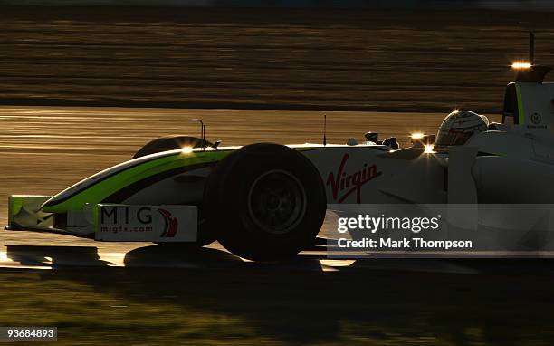 Mike Conway of Great Britain and team Brawn GP in action during the Formula one young drivers test at the Circuio De Jerez on December 3, 2009 in...