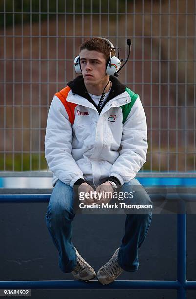 Paul Di Resta of Great Britain and team Force India in the pits during the Formula one young drivers test at the Circuio De Jerez on December 3, 2009...