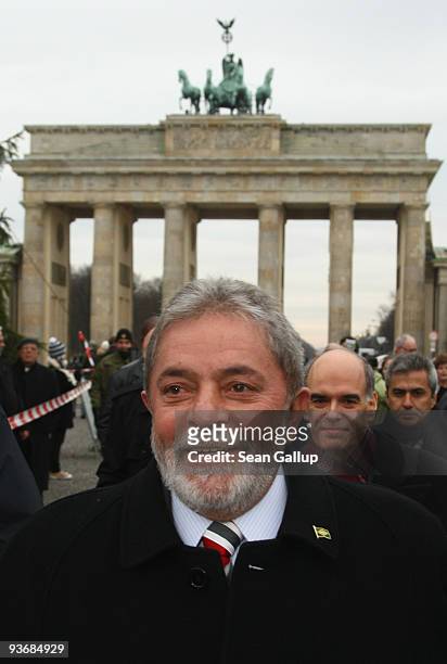 Brazilian President Luiz Inacio Lula da Silva visits the Brandenburg Gate on December 3, 2009 in Berlin, Germany. Da Silva is on a three-day visit to...