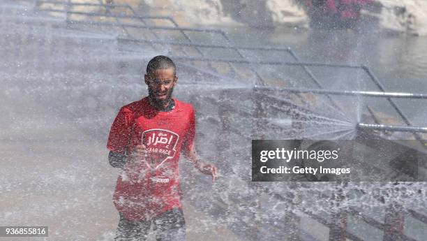 Competitor takes part in the Esrar Obstacle Course Race at Aspire Park on March 23, 2018 in Doha, Qatar.