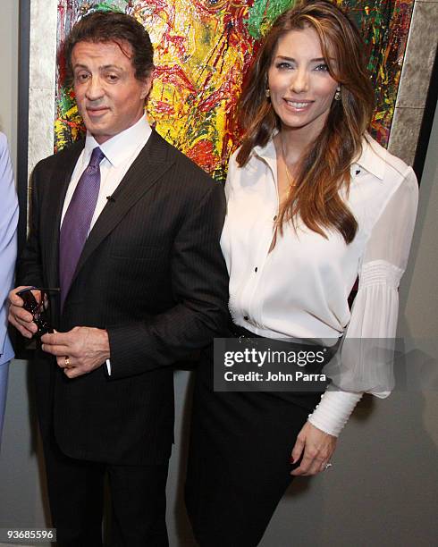 Actor Sylvester Stallone and Jennifer Flavin attend Art Basel on December 2, 2009 in Miami Beach, Florida.