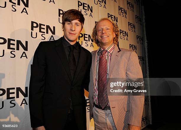 Honoree writer Dustin Lance Black and presenter producer Bruce Cohen attend PEN USA's 19th Annual Literary Awards Festival at the Beverly Hills Hotel...