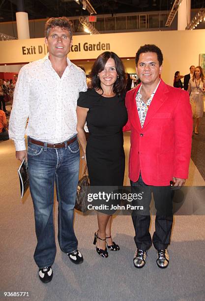 Anthony Kennedy Shriver, Alina Kennedy Shriver and artist Romero Britto are sighted at Art Basel on December 2, 2009 in Miami Beach, Florida.