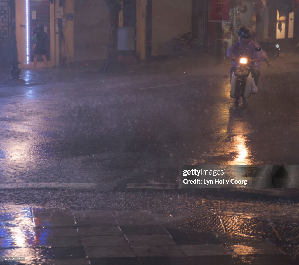 City street in the rain at night