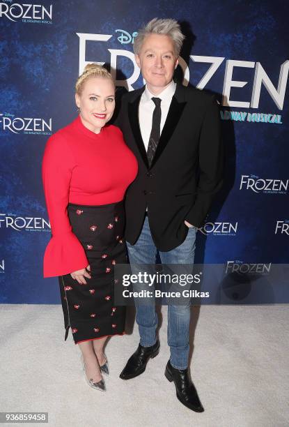 Meghan McCain and Clay Aiken pose at the opening night after party for Disney's new hit musical "Frozen" on Broadway at Terminal 5 on March 22, 2018...