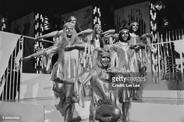 British all-female dance troupe Pan's People: Louise Clarke , Barbara Babs Lord, Dee Dee Wilde, Andi Rutherford, Flick Colby, Ruth Pearson, UK, 19th...