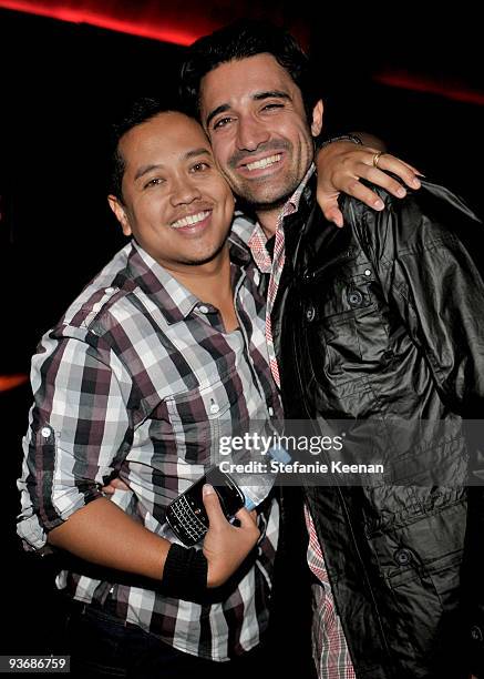 Rembrandt Flores and actor Gilles Marini attend the Ubisoft and Oxygen YOUR SHAPE fitness game launch party at Hyde Lounge on December 2, 2009 in...