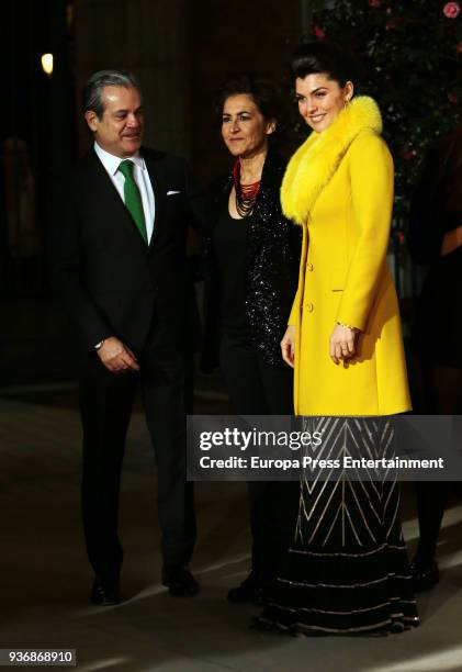 Marcos de Quinto, Rosa Torres and Angelina de la Riva attends the Global Gift Gala 2018 presentation at the Thyssen-Bornemisza Museum on March 22,...