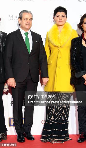 Marcos de Quinto and Angelina de la Riva attend the Global Gift Gala 2018 presentation at the Thyssen-Bornemisza Museum on March 22, 2018 in Madrid,...