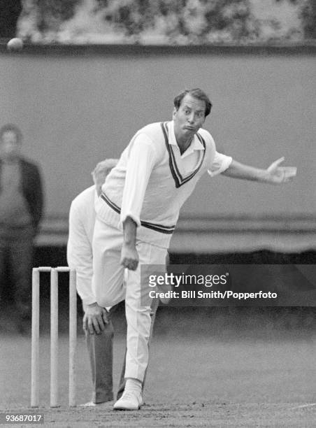 Basil D'Oliveira bowling for Worcestershire at New Road, August 1970.