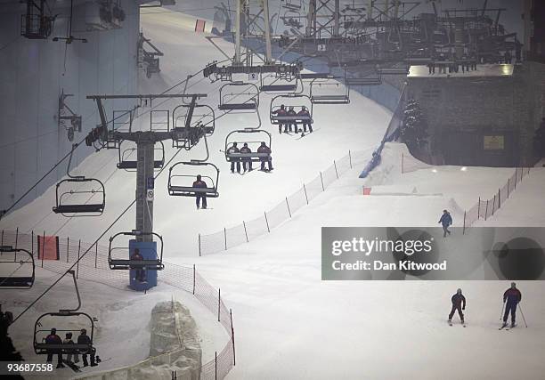 General view of 'Ski Dubai,' a huge indoor Snow park on December 3, 2009 in Dubai, United Arab Emirates. Stock markets in Dubai and Abu Dhabi fell...