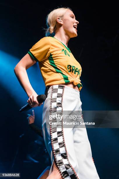 Zara Larsson performs live on stage at Audio Club on March 22, 2018 in Sao Paulo, Brazil.