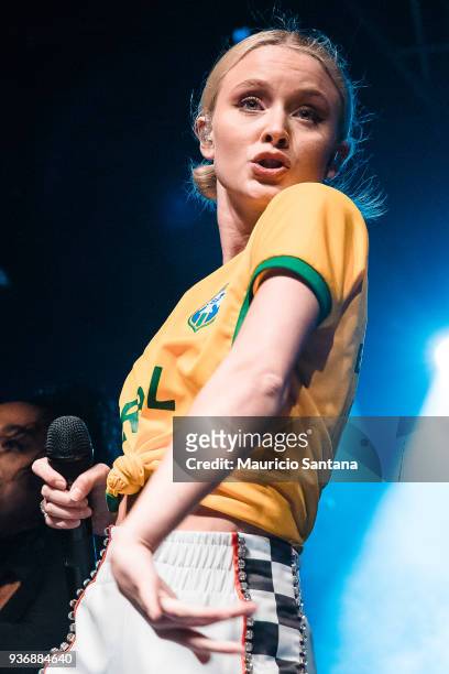 Zara Larsson performs live on stage at Audio Club on March 22, 2018 in Sao Paulo, Brazil.