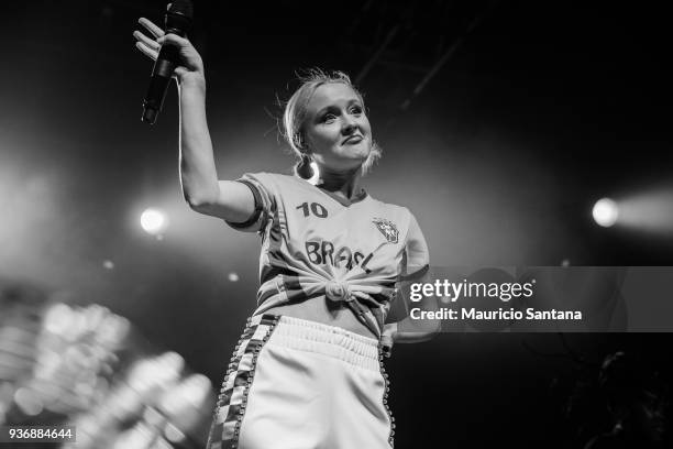 Zara Larsson performs live on stage at Audio Club on March 22, 2018 in Sao Paulo, Brazil.