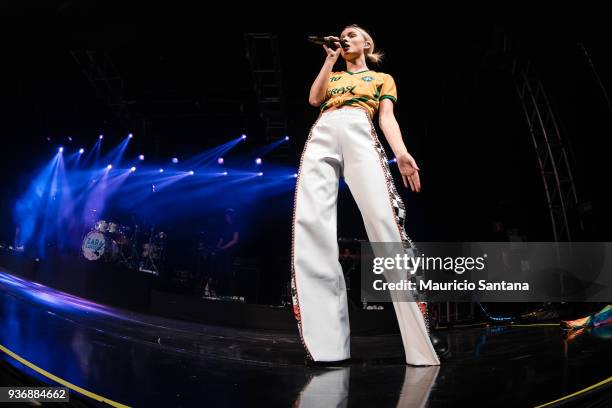 Zara Larsson performs live on stage at Audio Club on March 22, 2018 in Sao Paulo, Brazil.