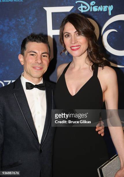 Sound Designer Peter Hylenski and wife Suzanne Hylenski pose at the opening night after party for Disney's new hit musical "Frozen" on Broadway at...