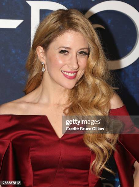 Caissie Levy poses at the opening night after party for Disney's new hit musical "Frozen" on Broadway at Terminal 5 on March 22, 2018 in New York...