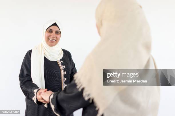 two muslim women - hijab woman from behind stock pictures, royalty-free photos & images