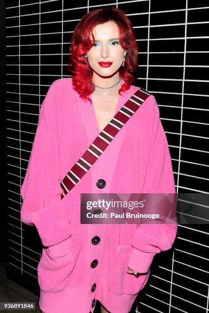 Bella Thorne attends The Cinema Society & Day Owl Rose host the after party for Global Road Entertainment's "Midnight Sun" at The Skylark on March...