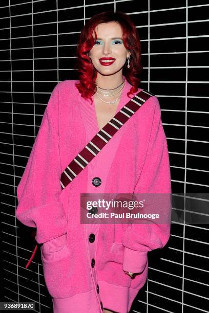 Bella Thorne attends The Cinema Society & Day Owl Rose host the after party for Global Road Entertainment's "Midnight Sun" at The Skylark on March...