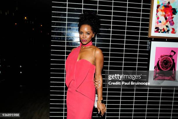 Krystal Joy Brown attends The Cinema Society & Day Owl Rose host the after party for Global Road Entertainment's "Midnight Sun" at The Skylark on...