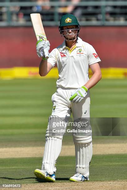 Cameron Bancroft of Australia celebrates scoring a half century during day 2 of the 3rd Sunfoil Test match between South Africa and Australia at PPC...
