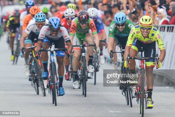 Italian cyclist Luca Pacioni from Wilier Triestina-Selle Italia Team wins the sixth stage, the 108.5km from Tapah to Tanjung Malim, of the 2018 Le...