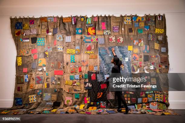 Chale Wote' by Ibrahim Mahama goes on view as part of Sotheby's Modern & Contemporary African Art at Sotheby's on March 23, 2018 in London, England....