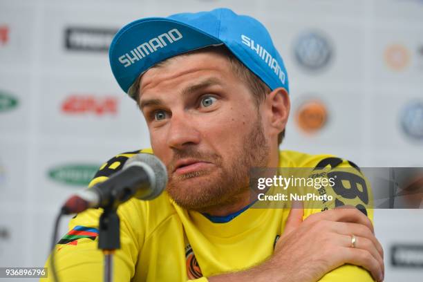 Artem Ovechkin from Terengganu Team, during the post stage press conference, as he keeps the Leader Yellow Jersey after the sixth stage, the 108.5km...