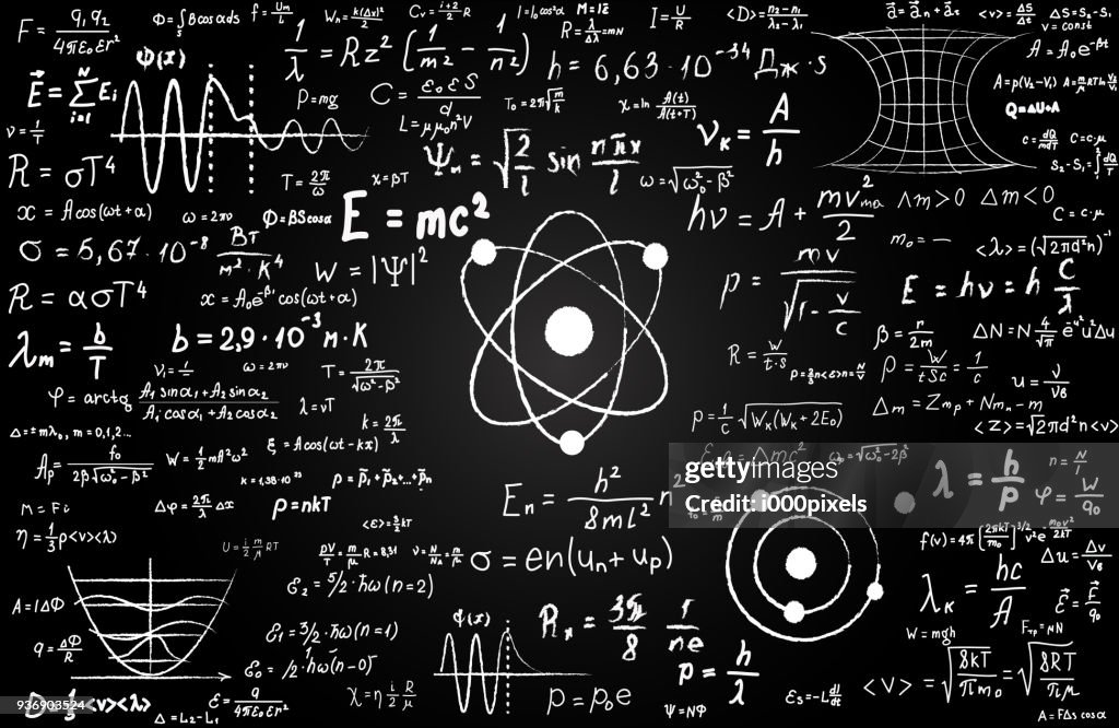 Science And Math Equasions Blackboard Inscribed With Scientific Formulas And Calculations In ...