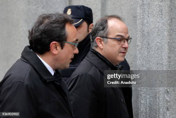 Catalan leaders Jordi Turull and Josep Rull arrive at the supreme court in Madrid, Spain on March 23, 2018. They accused of rebellion, sedition and...